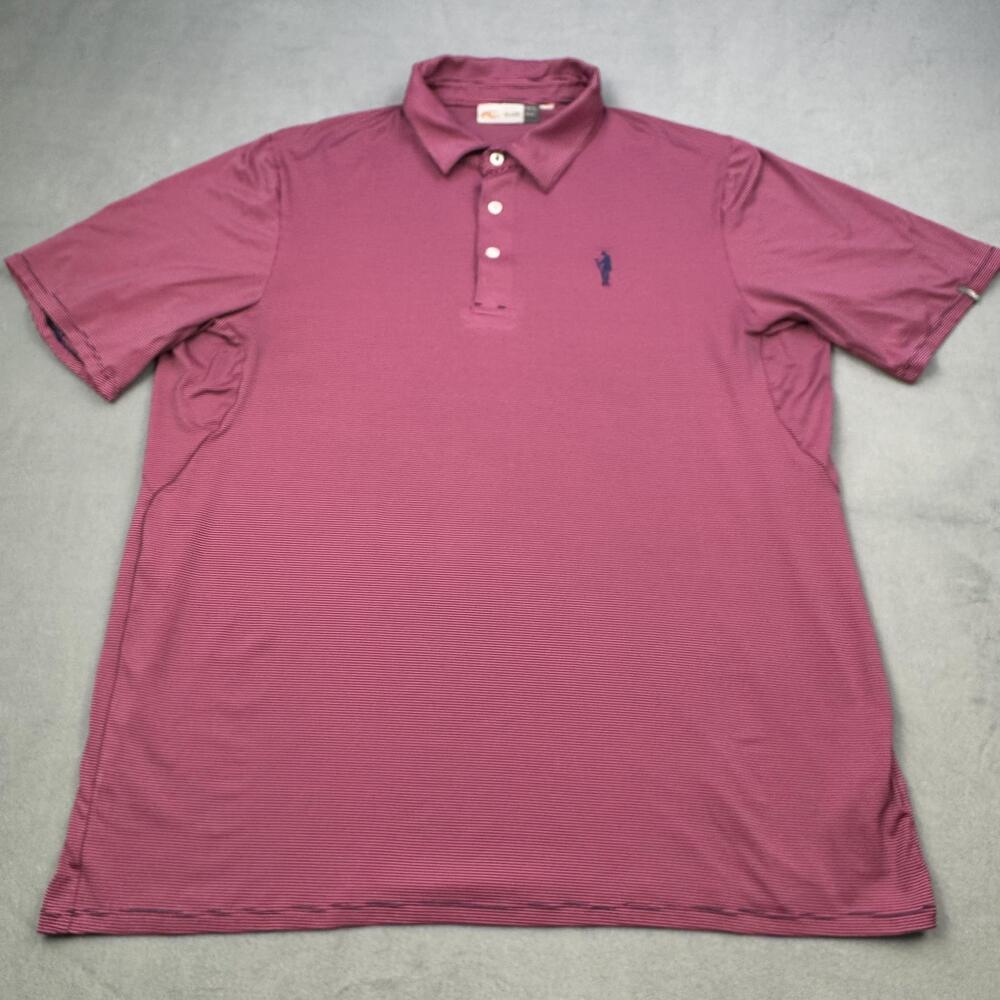 KJUS Polo Shirt Mens XL Pink Soren Stripe Golf UPF 50+ Stretch Performance